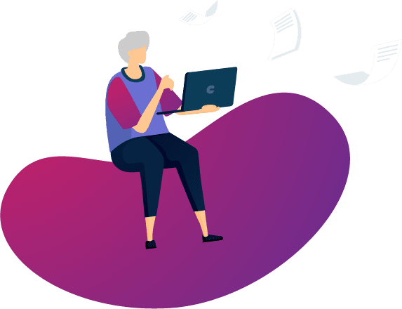 Personne âgée consultant son ordinateur